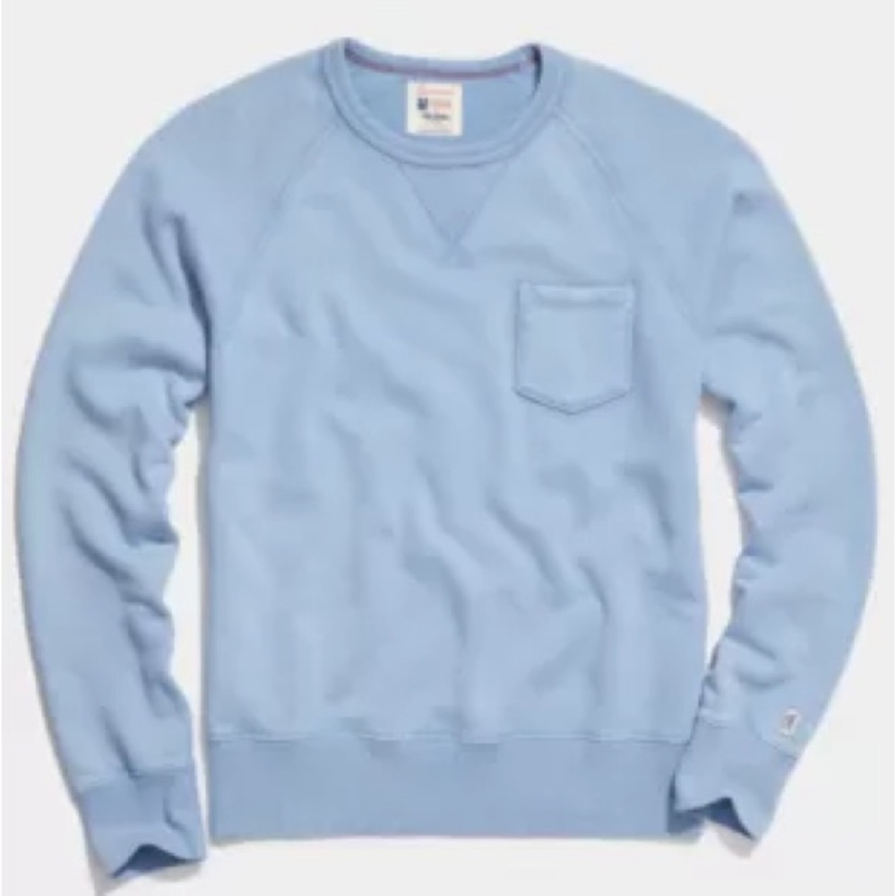 Todd Snyder X Champion light blue sun faded pocket sweatshirt